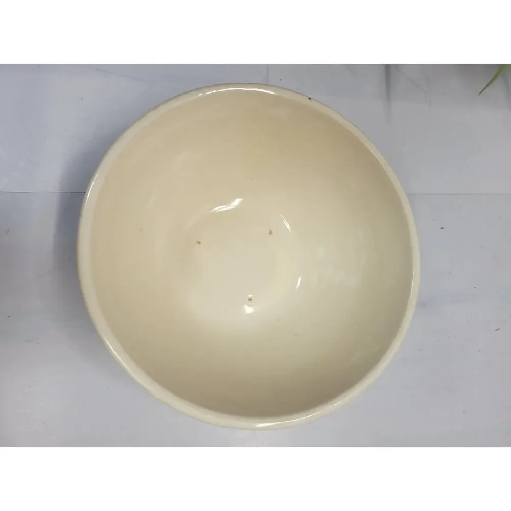Vintage McCoy Hull Beehive Mixing Bowl Pink Blue Stripe Yellowware Stoneware 7